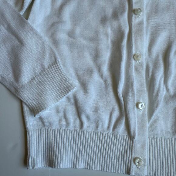 Lands End School Uniform Girls Cotton Modal Cardigan Sweater White Small 6-7 - Picture 4 of 8